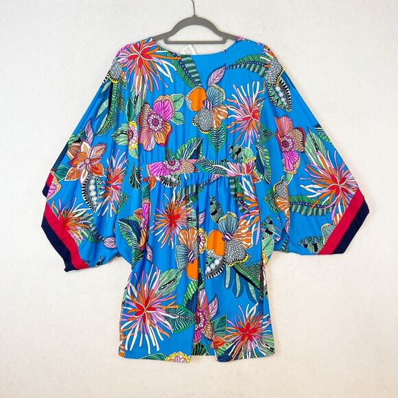 Trina Turk Tahiti Tropical Pacific Swim Coverup Tunic Women Sz M Colorful Floral - Picture 3 of 7